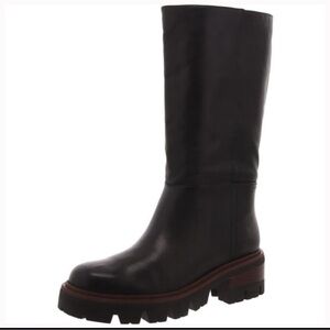 NWOB Arezzo Bailey Mid Tractor Black Boot in 6.5